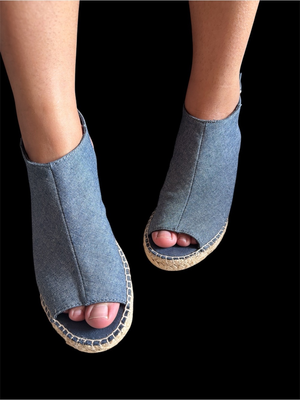 Gap Denim Blue Open-Toe Espadrille Wedge Sandals View 3